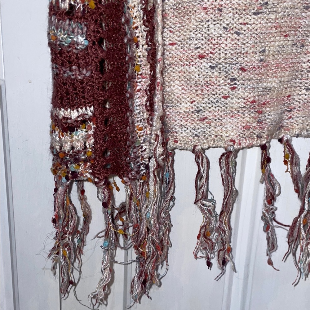 Jolt Maroon and Cream Long Knit Cardigan - Picture 4 of 8
